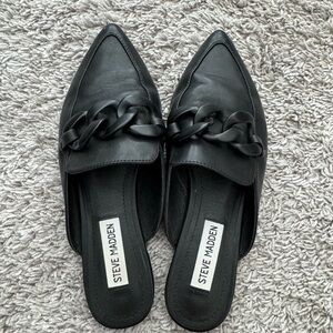 Steve Madden Black Chain Detail Mules